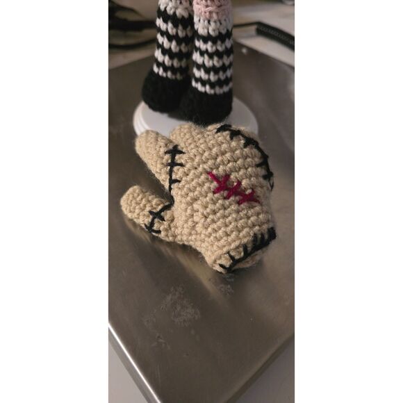 Handmade Crochet Wednesday Addams Doll with “Thing” Companion - Picture 6 of 14